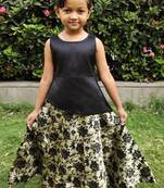 Kids Black Top And Golden Lehenga Choli