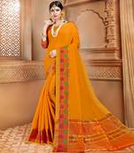 Orange woven Cotton Silk saree with blouse