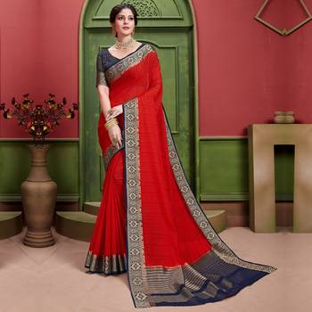 Red woven Silk blend saree with blouse 1
