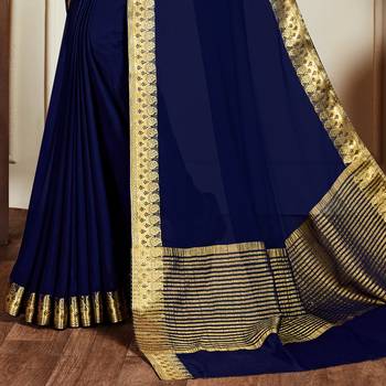 blue woven Chiffon saree with blouse 3