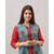 Women's Red & Blue Cotton & Katha Cotton Ikat Printed A-line Kurta