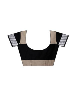 Black Woven Poly Cotton Saree With Blouse 5
