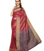 Red Woven Poly Silk Saree With Blouse