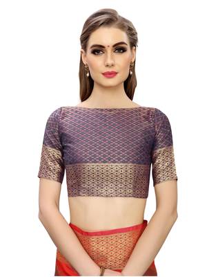 Red Woven Poly Silk Saree With Blouse 4