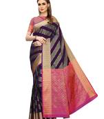 Purple Woven Poly Silk Saree With Blouse