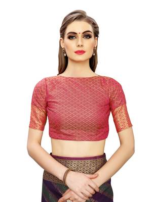 Purple Woven Poly Silk Saree With Blouse 4