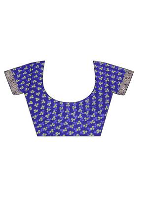 Blue printed chiffon saree with blouse 4
