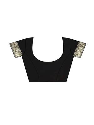 Black Woven Poly Silk Saree With Blouse 5