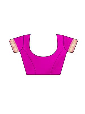 Pink woven poly silk saree with blouse 5
