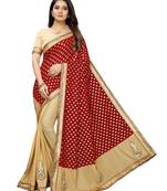 Beige Embroidered Lycra Saree With Blouse