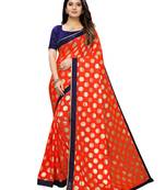 Orange Printed Lycra Saree With Blouse
