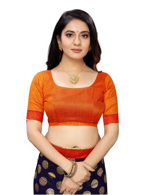 Navy Blue Printed Lycra Saree With Blouse 5
