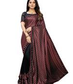 Black Printed Lycra Saree With Blouse