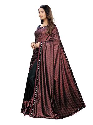 Black Printed Lycra Saree With Blouse 2