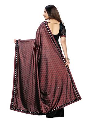 Black Printed Lycra Saree With Blouse 4