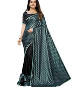 Black Printed Lycra Saree With Blouse