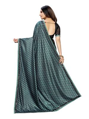 Black Printed Lycra Saree With Blouse 4