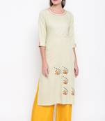 women's embroidered/solid straight rayon light pista kurti
