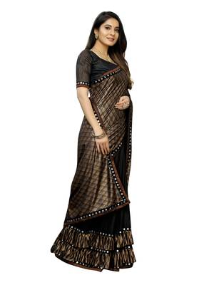 Black Printed Lycra Saree With Blouse 3
