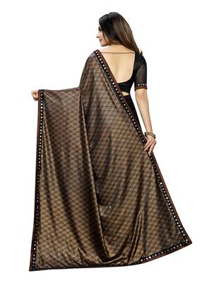 Black Printed Lycra Saree With Blouse 4