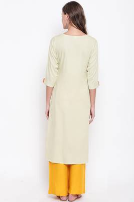 women's embroidered/solid straight rayon light pista kurti 2