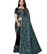 Black Printed Lycra Saree With Blouse