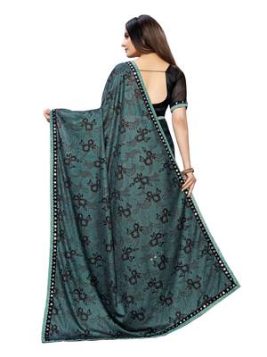 Black Printed Lycra Saree With Blouse 4