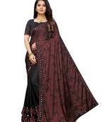 Black Printed Lycra Saree With Blouse