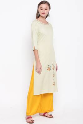 women's embroidered/solid straight rayon light pista kurti 4