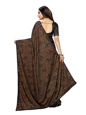 Black Printed Lycra Saree With Blouse 4