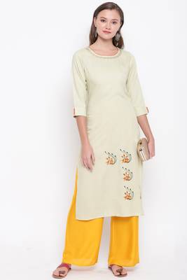 women's embroidered/solid straight rayon light pista kurti 6