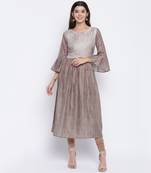 women's printed anarkali muslin green kurti with koti