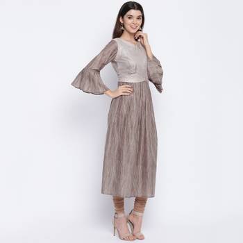 women's printed anarkali muslin green kurti with koti 5