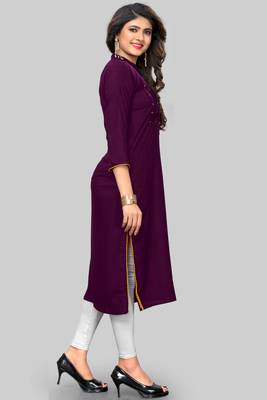 women's embroidered straight rayon purple kurti 4