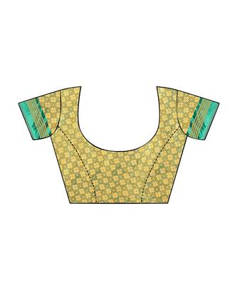Mustard Printed Silk blend saree with blouse 5