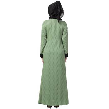 Polka Dotted Layered Abaya- Green-Black 5