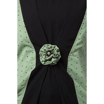 Polka Dotted Layered Abaya- Green-Black 6
