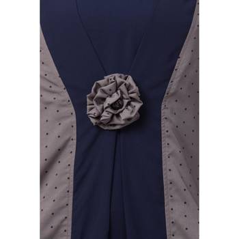Polka Dotted Layered Abaya- Grey-Navy Blue 5