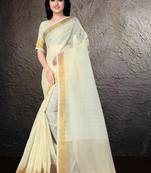 Lemon hand woven linen saree with blouse