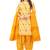 Women's Yellow & Cream Synthetic Printed Unstitch Dress Material With Dupatta