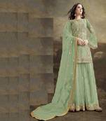 Pista Green Net With Heavy Embroidery Work Plazzo Pakistani Suit
