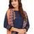 Women's Navy Blue & Peach Synthetic Printed Unstitch Dress Material With Dupatta