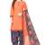 Women's Peach & Navy Blue Synthetic Printed Unstitch Dress Material With Dupatta
