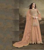 Orange Net With Heavy Embroidery Work Plazzo Pakistani Suit