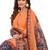 Women's Peach & Navy Blue Synthetic Printed Unstitch Dress Material With Dupatta