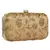 Anekaant Tulle Embroidered Sequines Faux Slik Clutch Beige & Gold