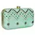 Anekaant Web Embroidered Sequines Faux Silk Clutch Pastel Green & Gold