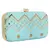 Anekaant Web Embroidered Sequines Faux Silk Clutch Powder Blue & Gold