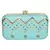 Anekaant Web Embroidered Sequines Faux Silk Clutch Powder Blue & Gold