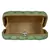Anekaant Web Embroidered Sequines Faux Silk Clutch Pastel Green & Gold